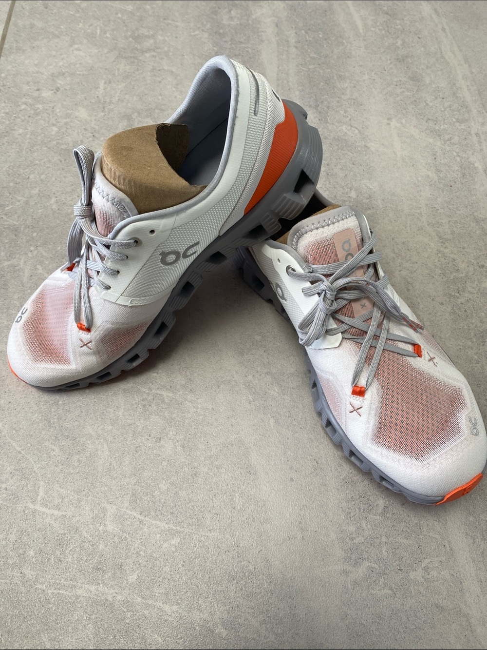 On Running Shoes - Women’s — White with Orange & Gray Accents - like NEW